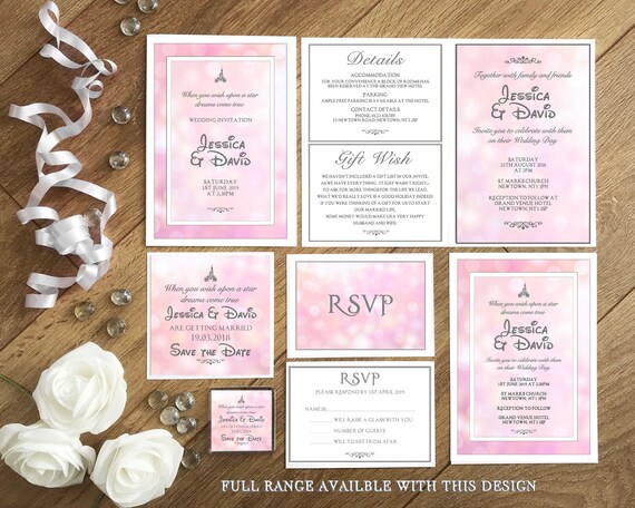 Wedding Invitations Disney Invitations Disney Wedding Etsy