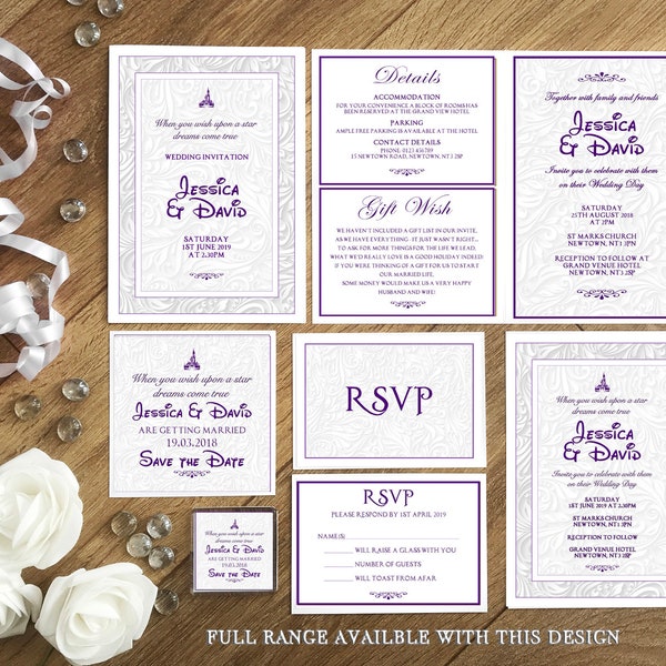 Wedding Invitations. Disney Invitations. Disney Wedding. Fairytale wedding. Disney wedding Invitations. Disney Save the date.