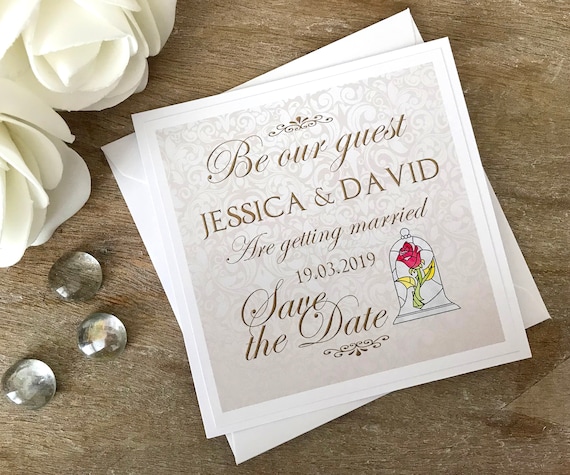 Gold Beauty And The Beast Save The Date Disney Save The Date Etsy