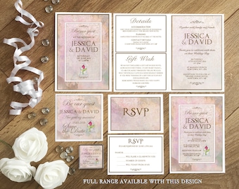 Beauty and the beast wedding invitations. Wedding Invitations. Disney Invitations. Disney Wedding. Fairytale wedding. Be our guest.