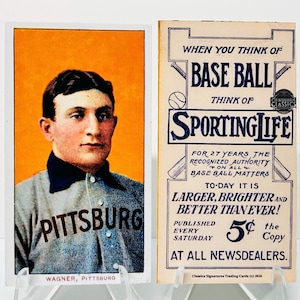 HONUS WAGNER Rookie REPRINT T206 1909-1911 | Sporting Life | Double-Sided Baseball Card Modern Replica