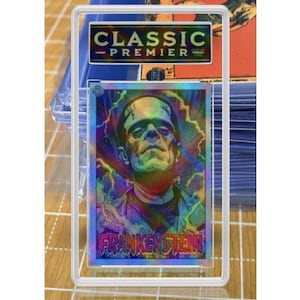 FRANKENSTEIN&#39;S MONSTER Art Trading Card Refractor SLAB | One of a Kind ooak | Universal Monsters | Double-Sided Card | Artist Parody Card |