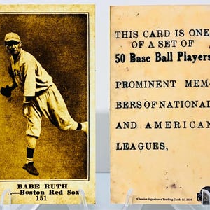 BABE RUTH Rookie REPRINT T206 19 50 Baseball Players | Double-Sided Baseball Trading Card Modern Replica