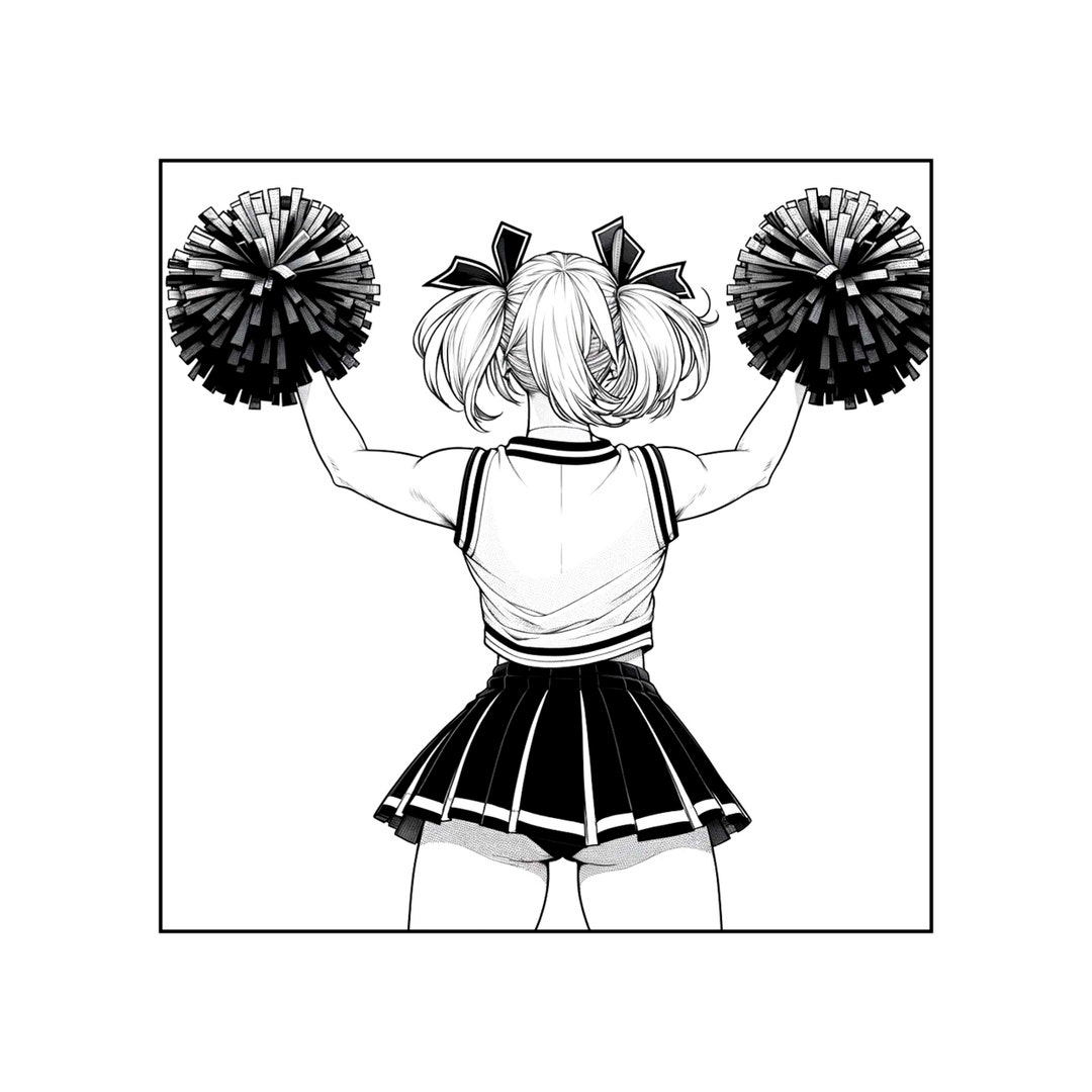 Manga Cheerleader Coloring Book Page for Adults Grown-ups Printable ...