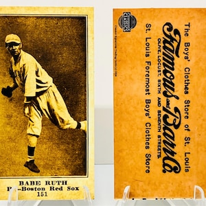 BABE RUTH Rookie REPRINT T206 1916 | Famous Barr & Co. | Double-Sided Baseball Trading Card Modern Replica