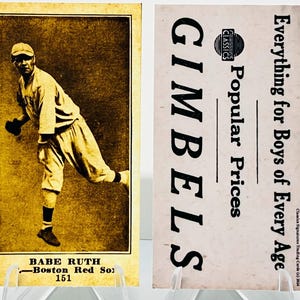 BABE RUTH Rookie REPRINT T-206 1916 | Gimbels | Double-Sided Baseball Trading Card Modern Replica
