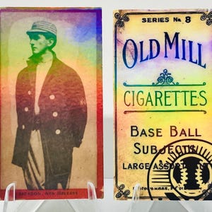 Shoeless JOE JACKSON Reprint REFRACTOR Rookie 1910 | Old Mill | Double-Sided Baseball Trading Card
