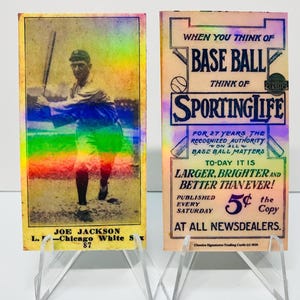 Shoeless JOE JACKSON Rookie Reprint REFRACTOR T-206 1916 | Sporting Life | Double-Sided Baseball Trading Card Modern Replica