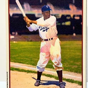 JACKIE ROBINSON COLORIZED | Photo Reprint Baseball Trading Card | Classics Signatures | Custom Sports Card | League Of Champs Series