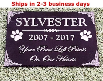 Pet Engraved Black Granite Pet Memorial Stone, Dog Grave Marker (7x10)