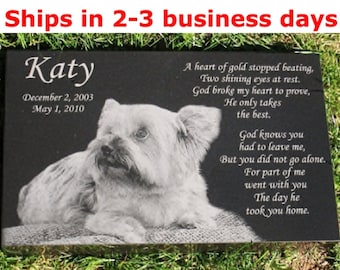 Pet Marker 10" x 16" x 2"   Granite With Photo -   dog memorial stone, grave marker, pet headstone, dog memorial, loss of a pet, dog, cat