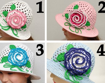 crochet girls hats photo props Floral Crochet sun hat Girls sun hat Girls summer hat brim hat Beach hat girls accessories crochet hats girl