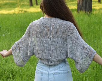 Women loose coverup Summer bridal shrug cotton lace knit bolero beige light sweater shrug for bride wedding cover up bridal loose cardigan