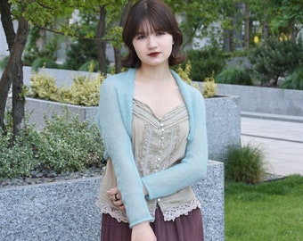 Mohair Bridal Bolero Wedding Bolero Sage Green cover up Knit Shrug Bridal sweater Bridal jacket sweater loose cardigan bride knit cardigan