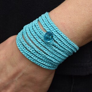 Long Wrap bracelet Crochet Boho bracelet Bohemian bracelet Wrap Crochet bracelet Boho jewelry Sister gift for wife gift for girlfriend gift 10 - Turquoise