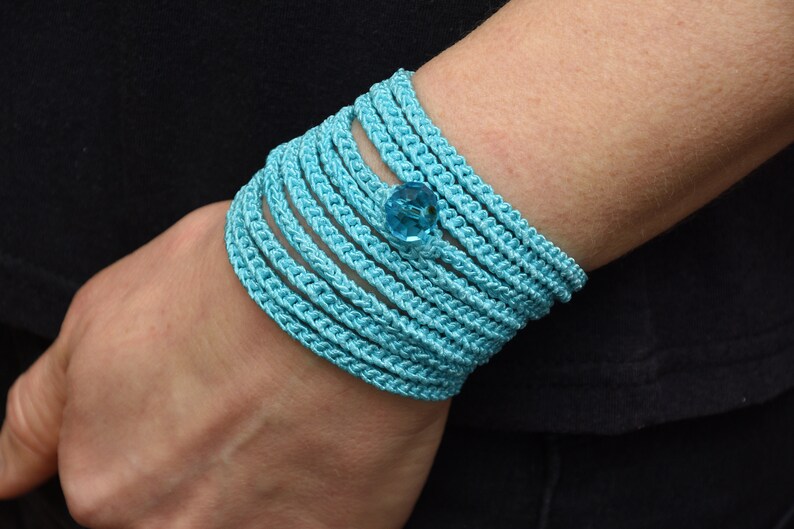 Long Wrap bracelet Crochet Boho bracelet Bohemian bracelet Wrap Crochet bracelet Boho jewelry Sister gift for wife gift for girlfriend gift 10 - Turquoise