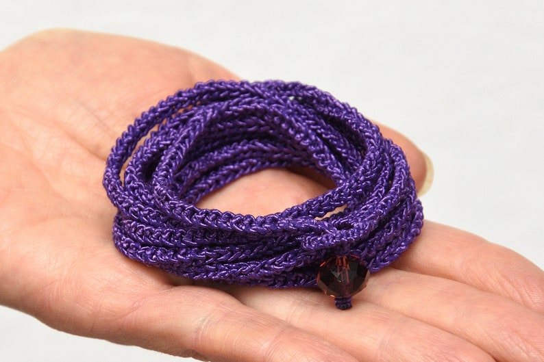 Long Wrap bracelet Crochet Boho bracelet Bohemian bracelet Wrap Crochet bracelet Boho jewelry Sister gift for wife gift for girlfriend gift 6 - Purple