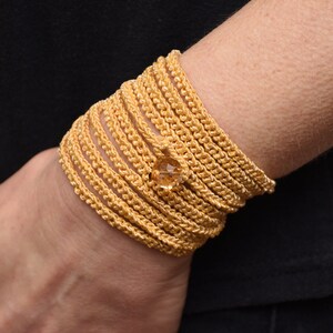 Long Wrap bracelet Crochet Boho bracelet Bohemian bracelet Wrap Crochet bracelet Boho jewelry Sister gift for wife gift for girlfriend gift 3 - Yellow