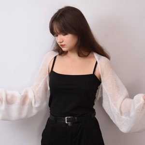 White mohair bolero bridal shawl knit shoulder wrap mohair shrug wedding bolero Bridal jacket sweater loose cardigan bridesmaid coverup