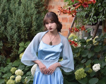 Bolero de punto de mohair, chal nupcial ligero y transparente, prenda romántica para la noche, accesorio de boda hecho a mano, bolero nupcial, chaqueta nupcial