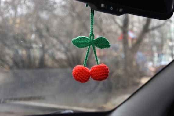 Buy Crochet Cherry Toy Car Rear View Mirror Amigurumi Car Hanging