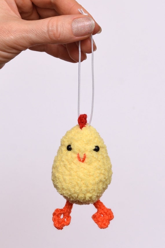Crochet Chicken Charm Easter Hen Toy Car Rear View Mirror