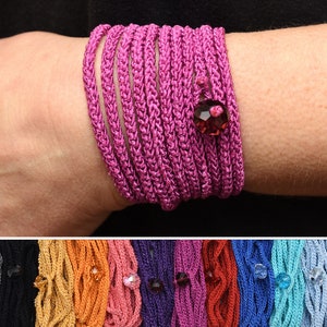 Long Wrap bracelet Crochet Boho bracelet Bohemian bracelet Wrap Crochet bracelet Boho jewelry Sister gift for wife gift for girlfriend gift 7 - Fuchsia