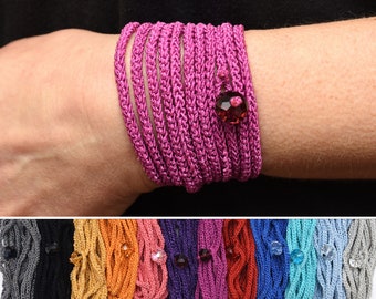 Long Wrap bracelet Crochet Boho bracelet Bohemian bracelet Wrap Crochet bracelet Boho jewelry Sister gift for wife gift for girlfriend gift