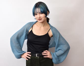 Baby Alpaka, Kid Mohair Bolero Braut Schal stricken Schulter wickeln Shrug Hochzeit extra dünne Jacke Pullover lose Strickjacke Brautjungfer Vertuschungen