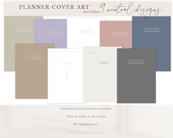 Planner Cover Art Neutral Bundle Instant PDF Download, Create Your Own Simple Planner, White, Sage, Lavender, Rose, Beige, Putty, Pearl