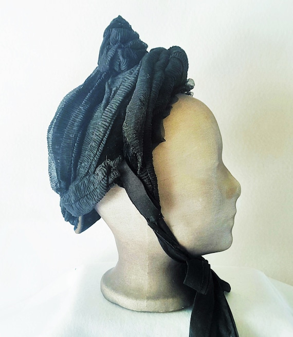 Bonnet Hat Victorian  Edwardian Mourning Bonnet - image 3