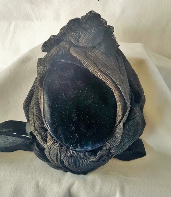 Bonnet Hat Victorian  Edwardian Mourning Bonnet - image 7