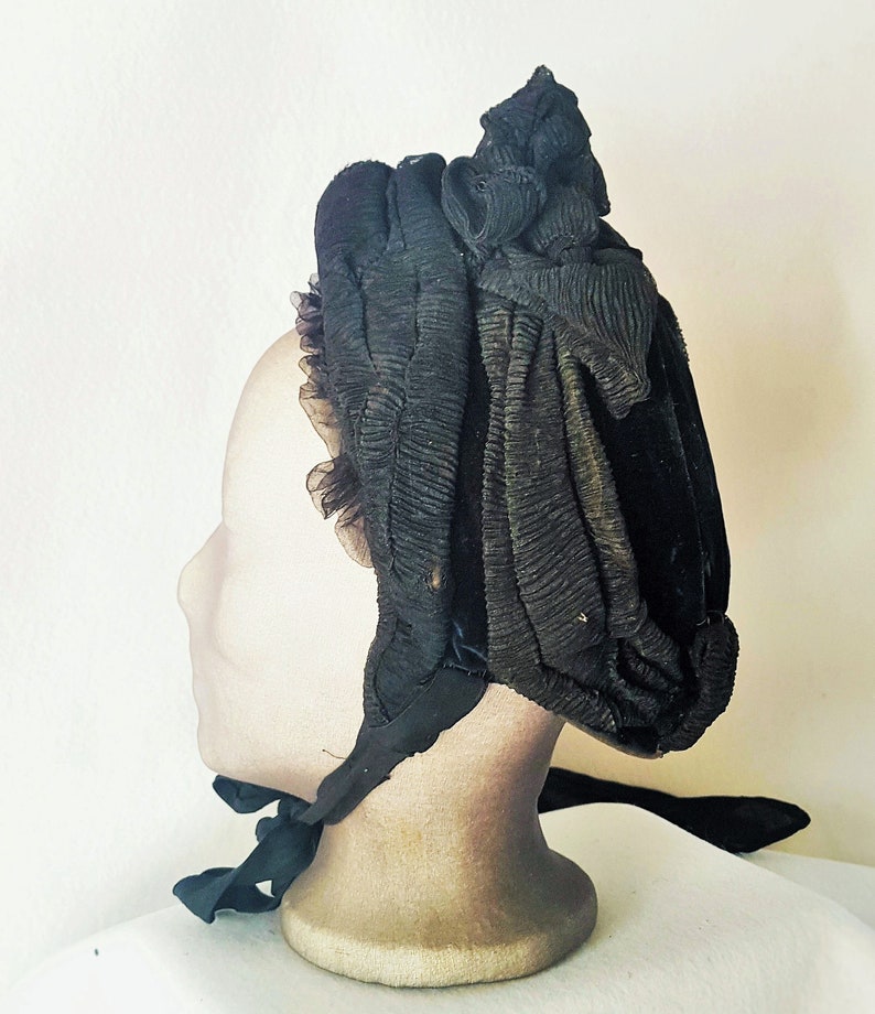 Bonnet Hat Victorian Edwardian Mourning Bonnet image 1
