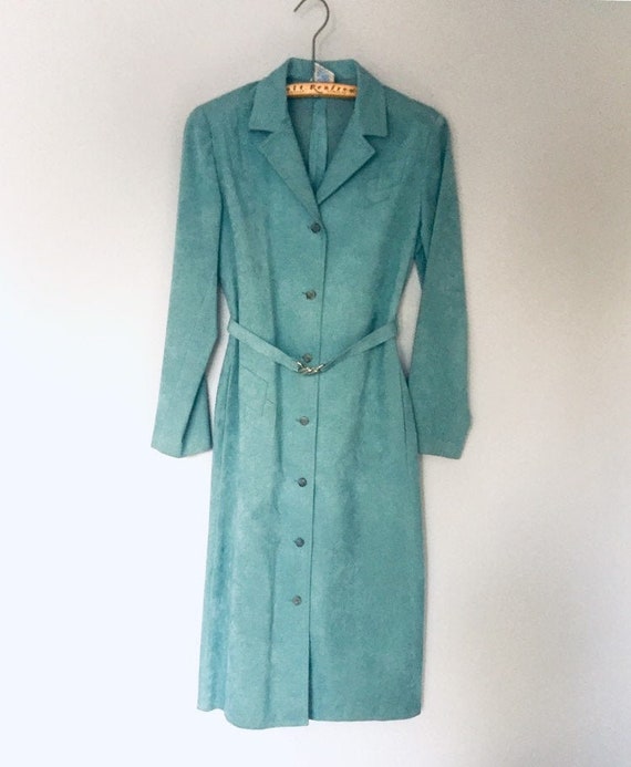 Soft Suede Leather Turquoise Duster Jacket