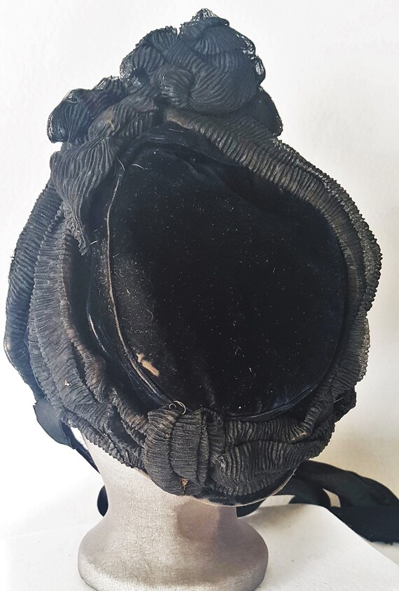 Bonnet Hat Victorian  Edwardian Mourning Bonnet - image 5