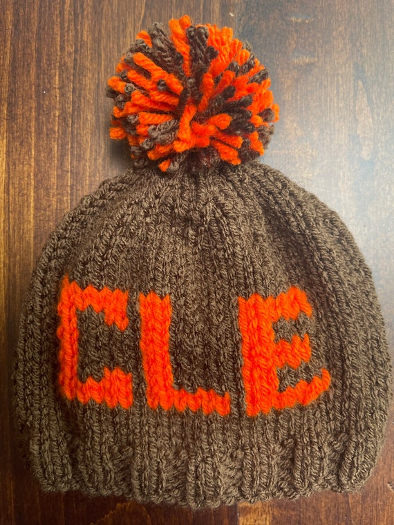 Cleveland Browns infant hat with letters CLE.