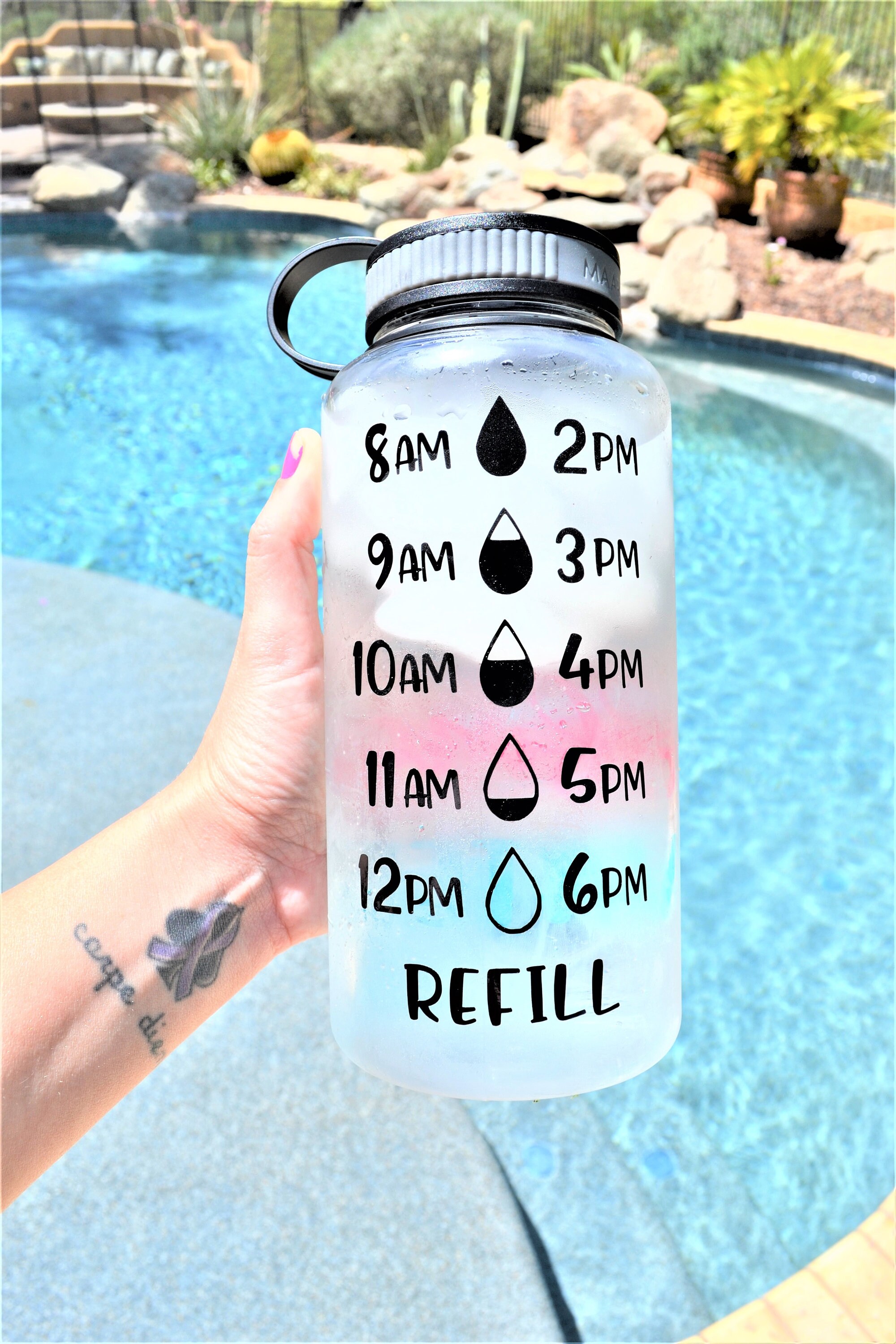 Water Tracker Bottle / Wide Mouth Bottle / Motivational / Etsy