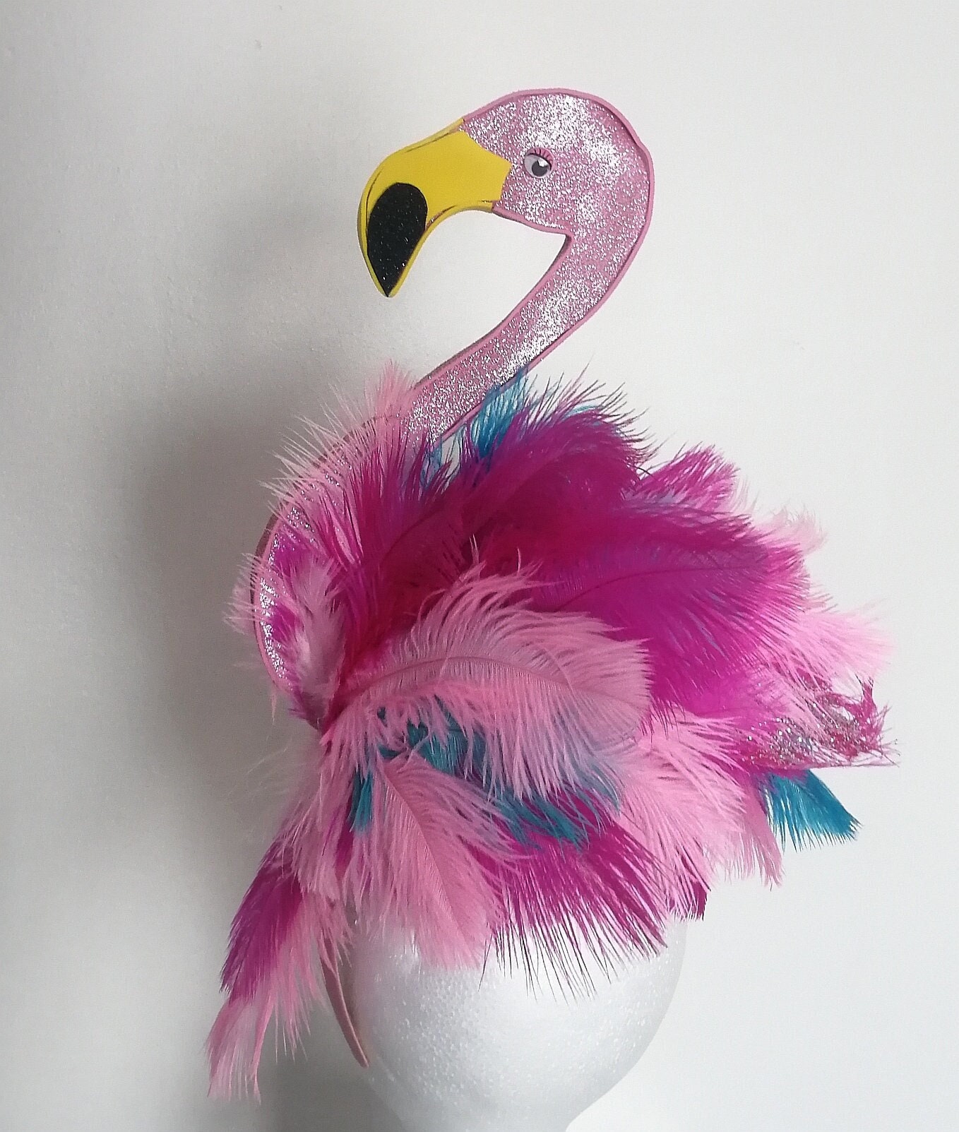 Unisex Pink Glitter Flamingo Headpiece 