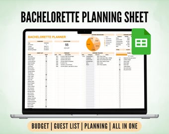 Bachelorette Party Planner Google Sheet | Budget Tracker Guest List Itinerary Instant Download