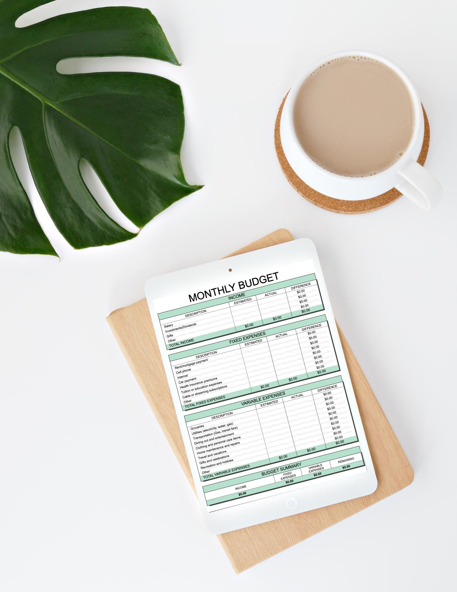 Monthly Budget Tracker: Minimalist Finance Planner (google Sheets) - Etsy