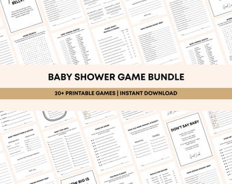 Minimalist Baby Shower Game Bundle Printable Games Pack PDF Neutral Baby Activities Instant Download