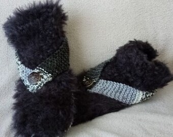 Black knitted slippers