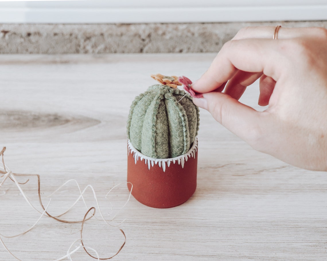 Handmade Cactus Pin Cushion in Hand Thrown Ceramic Pot Etsy