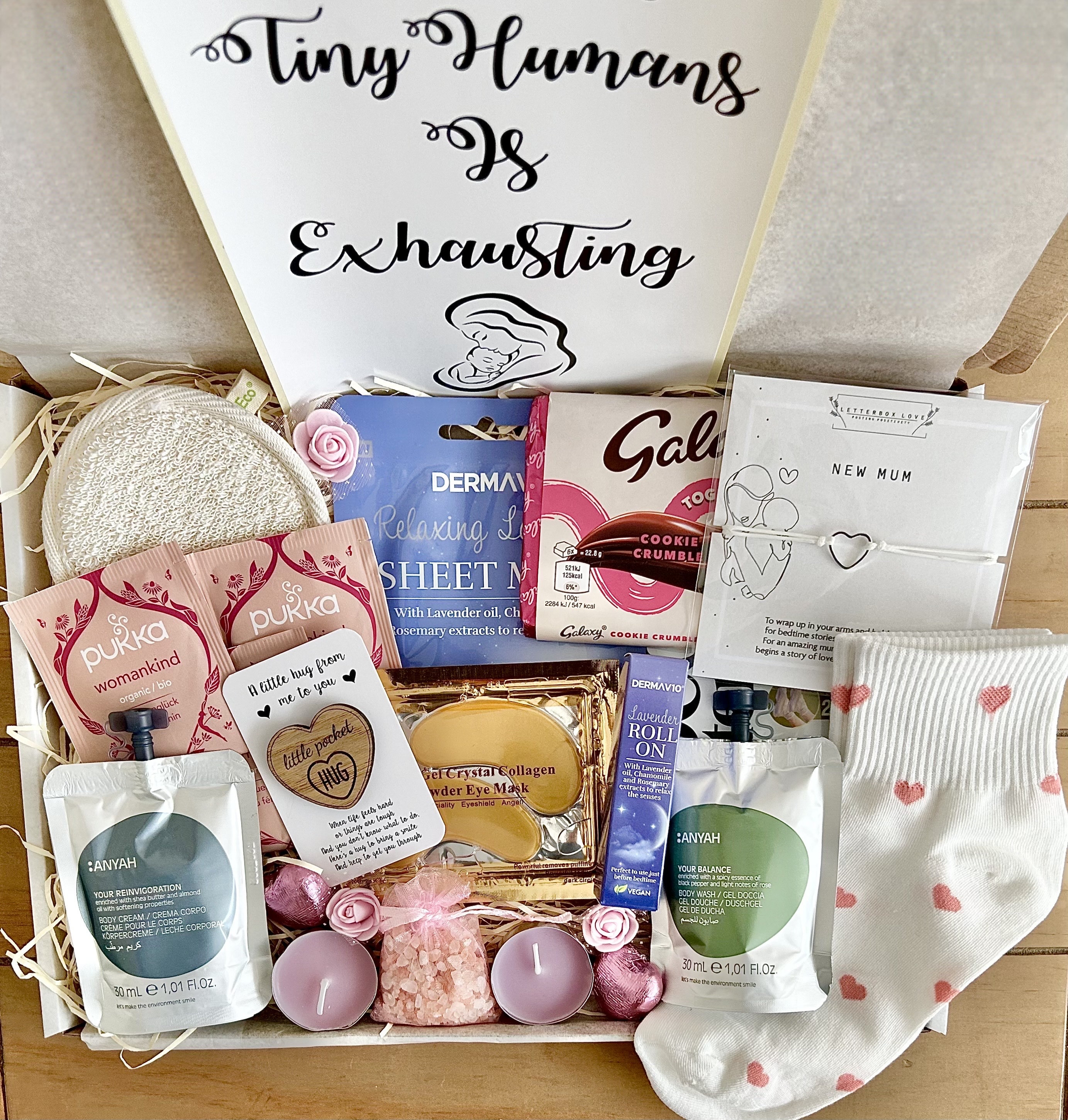 Geschenkbox Für Frische Mütter – Rattan-Tasche, Gesichtsmasken, Coco Butter Creme & Affirmationskarten Mit Digital Planner Für Die Zeit Nach Der Geburt (Erdtöne, Klein)