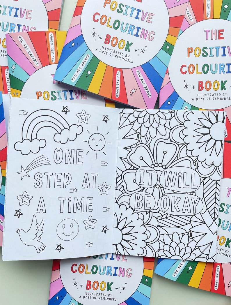 Positive colouring book Gift Box , mindfulness Gift , mental health , colouring, relax, positive, quotes Bild 2