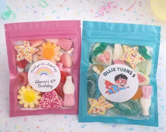 Pre filled Kids Party Sweet Bags Personalised Childrens Birthday Party Kids Party Bag Fillers Party Favours Custom Sweet Pouches Party Gift