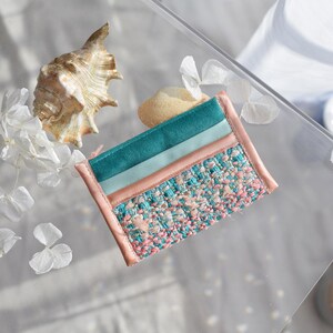Porte-cartes tissé main Rivages, tweed, Tissage artisanal, Accessoire sac