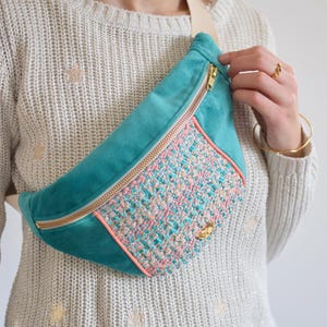 Marsupio Rivages tessuto a mano, tweed, tessuto a mano, accessorio, borsa