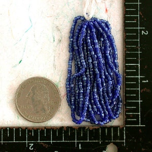 1 Bunch Antique 1920's 9/0 3-Cut Glass Transparent Cobalt Blue Hand Drawn Cut Faceted Polished Glass Seed Beads, Old Seed Beads VB-731 image 2