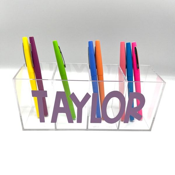 Personalized Acrylic Four Section Desk Organizer